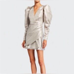 ROTATE Birger Christensen Metallic Wrap Dress